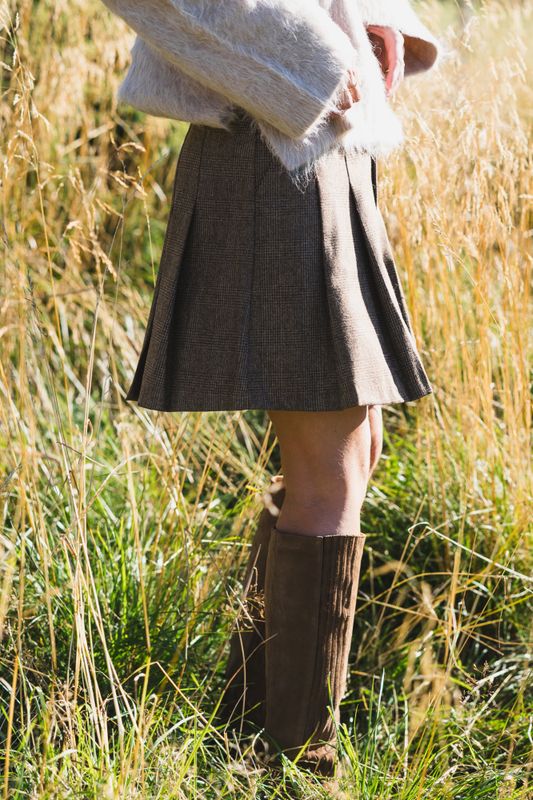 School Wool Check Skirt As Is 