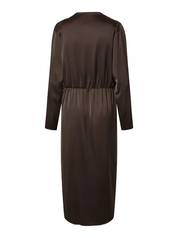 Pella LS Funnel Neck Long Dress Chocolate Brown 