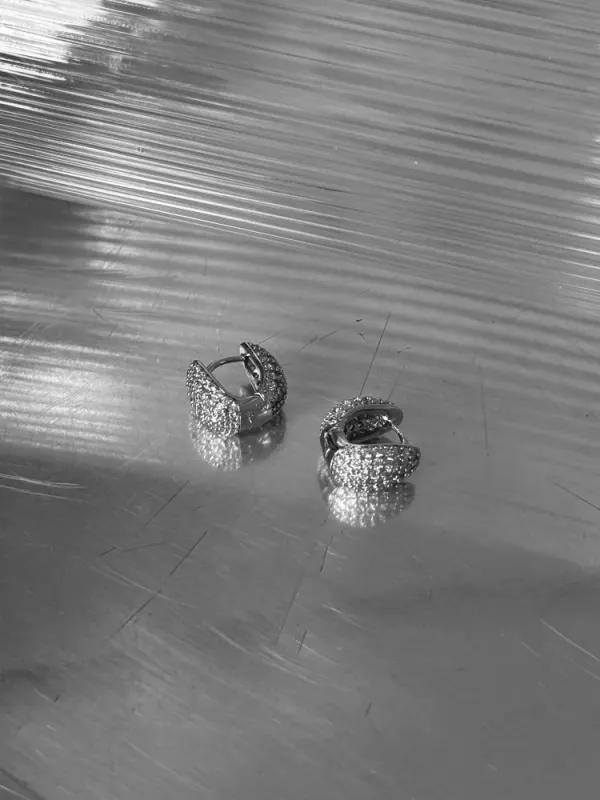 Elysian Pavé Huggies Silver