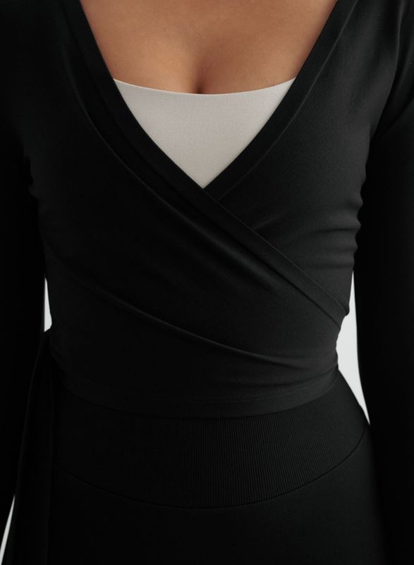 Shape Seamless Wrap Long Sleeve Black 