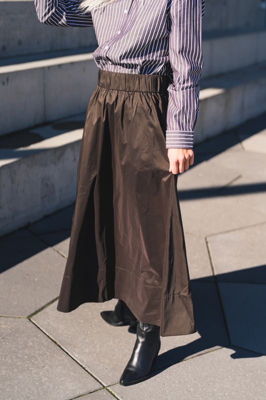 Yara Long Poplin Skirt Chocolate Brown 