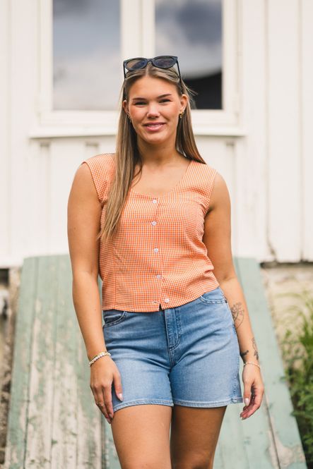 Hovedbilde Mari Button Tank Top Clay Checked 