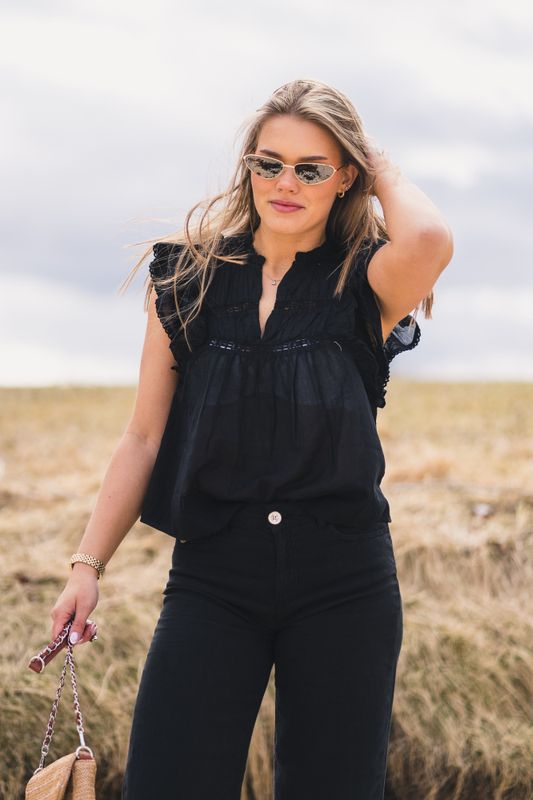 Jayla S Voile Top Black 