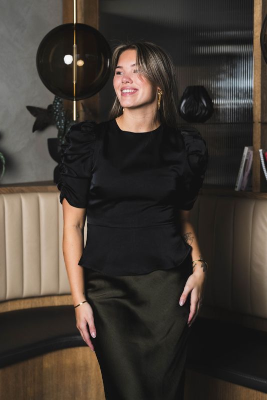 Benua Heavy Sateen Blouse Black 