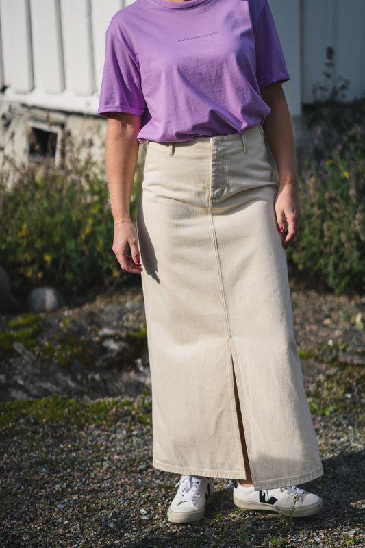 Phelina Ida HW Denim Skirt Oatmeal 
