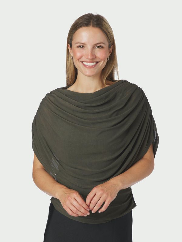 Cottuna Drapy Mesh Top Army 