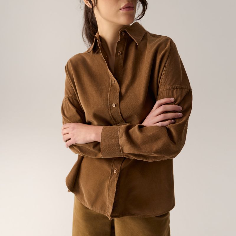 Ross Corduroy Shirt Caramel Cafe 