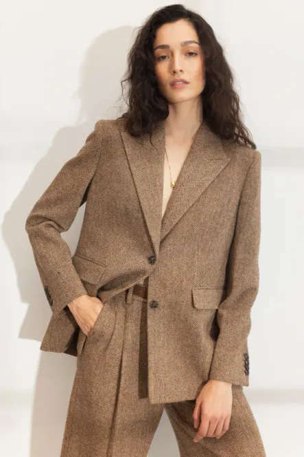 Hovedbilde Abby Herringbone Blazer Cognac Herringbone