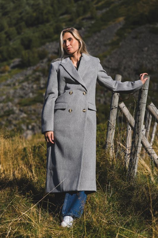 Tova LS Long Coat Light Grey Melange 