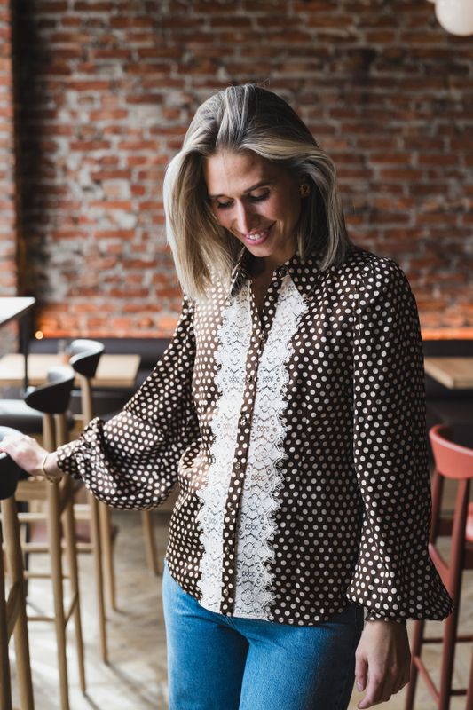 Satin Shirt Blush Dots 