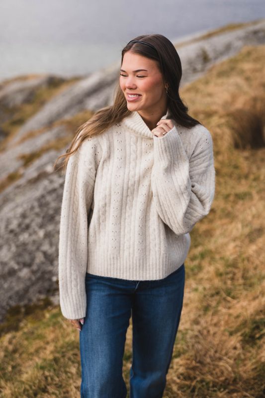 Anda Cable Knit Blouse Ivory 