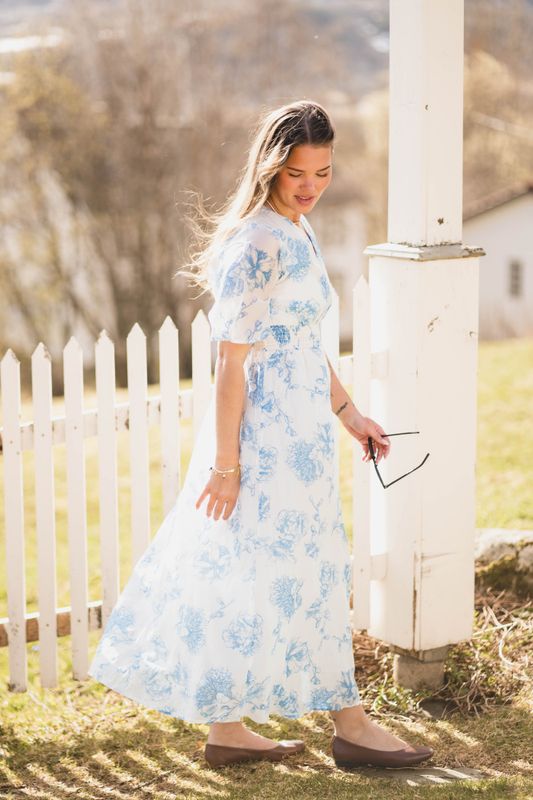 Evangelia 2/4 Dress M Blue Flower 
