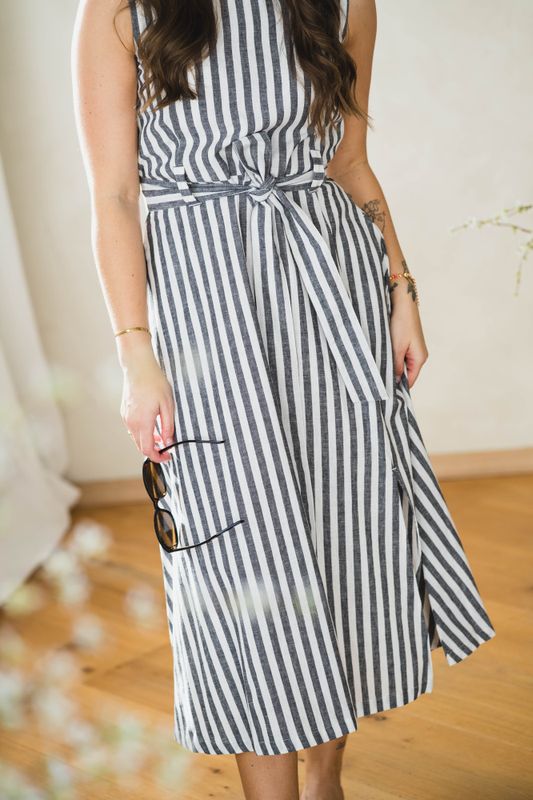 Inez Dress Navy Stripe 