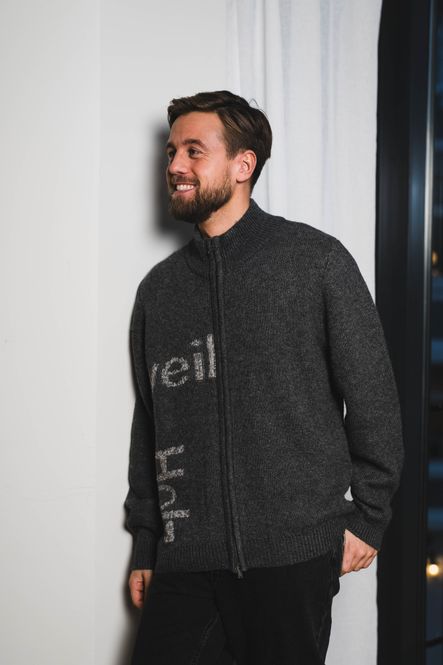 Hovedbilde Haza Logo Zip Cardigan Dark Grey Mix 