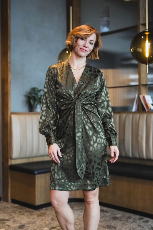 Blair Dress Army Leo Jacquard 