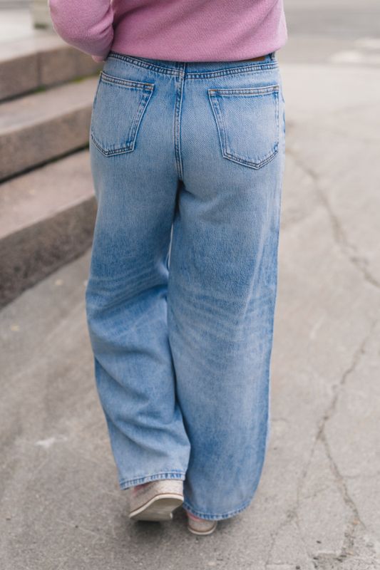 Soft Rigid Denim Baggy Jeans Light Blue Stone 