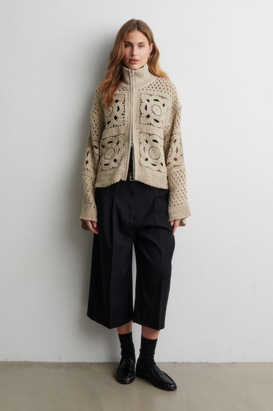 Crosette Knit Cardigan Camel 