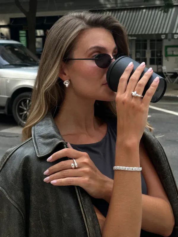 Adjustable Sleek Ring Silver 