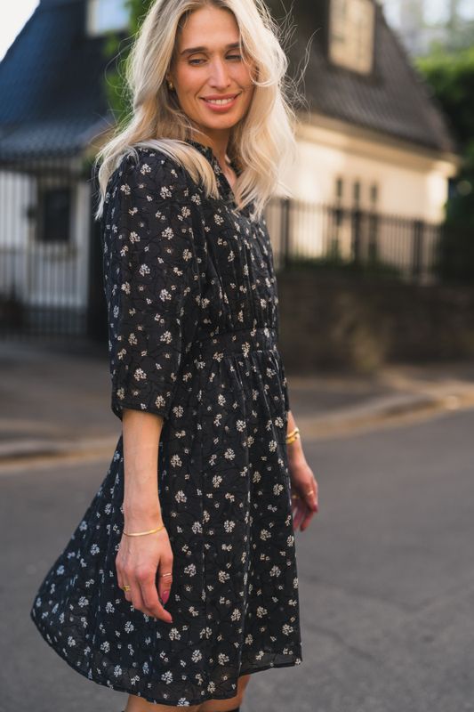 Nancy Dress Aop Egret Flower