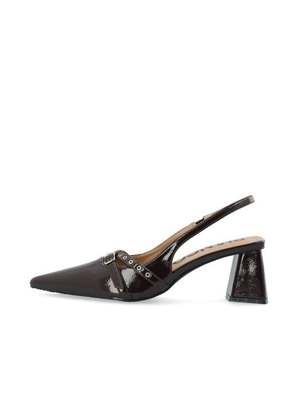 Maralyn Buckle Slingback Faux Leather Brown Patent 