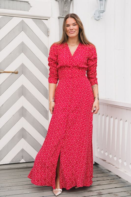 Spring Button-Down Dress Red Dots 