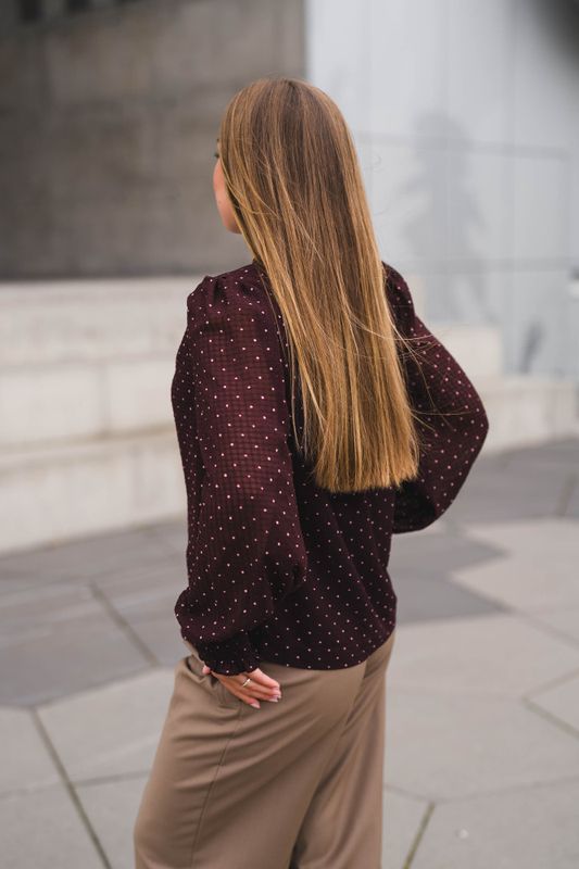 Astrida Dotted Blouse Burgundy 