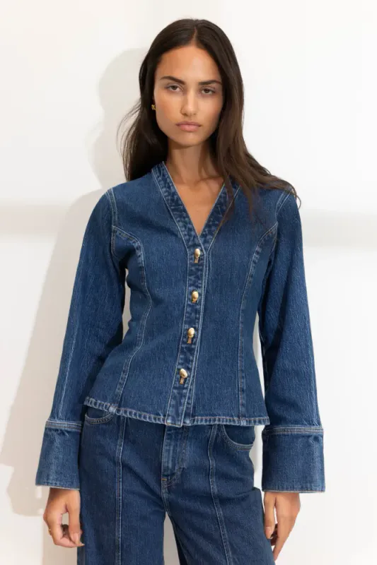 Izzy Blouse Washed Dark Blue 