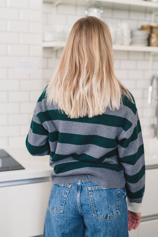 Leigh Stripe Dark Grey/Ivy Green 