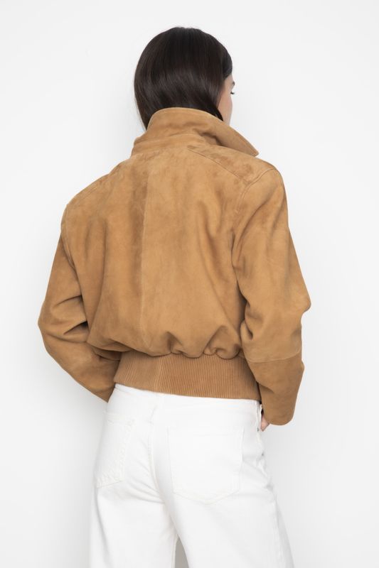 Lex Bomber Jacket Light Camel Suede 