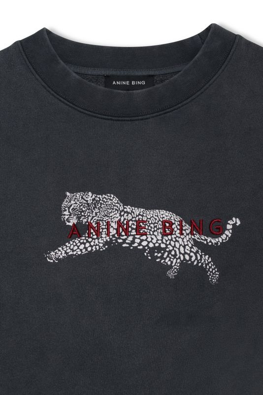 Spencer Sweatshirt Leopard Washed Black 