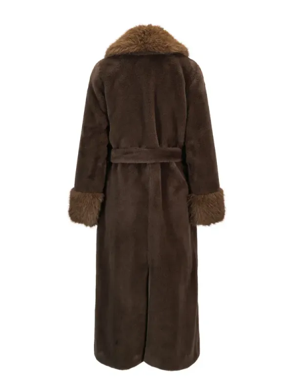 Caroline Fake Fur Jacket Brown 