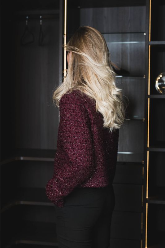 Peach Boucle Jacket Plum 