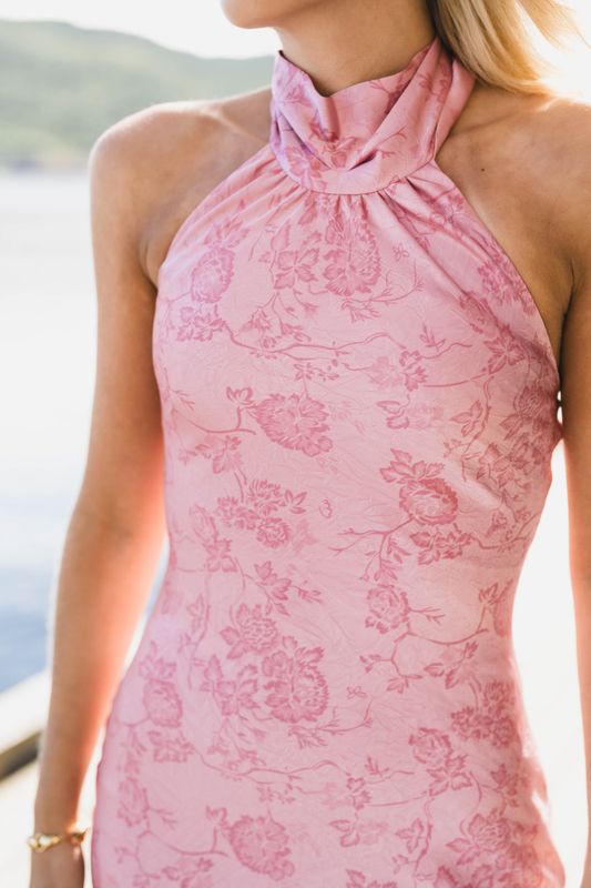 Fiona Pattern Satin Dress Light Pink 