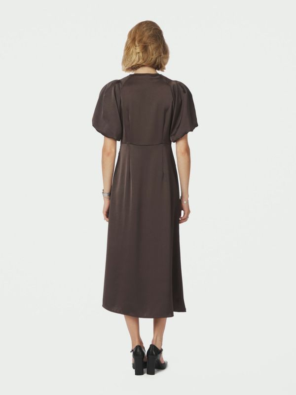 Illana Heavy Sateen Dress Dark Brown 