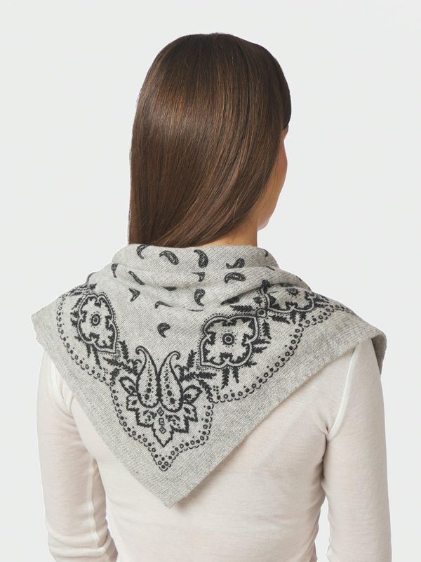 Adelina Paisley Knit Scarf Grey Melange 