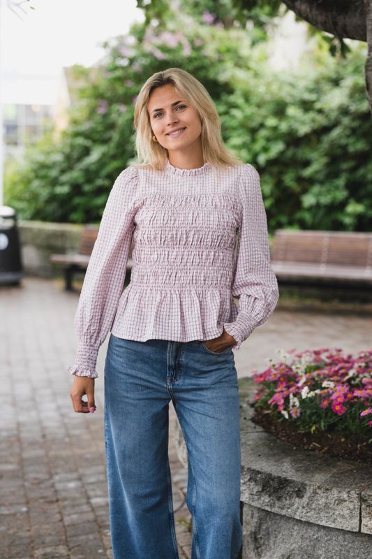 Possa Mini Check Blouse Light Pink 
