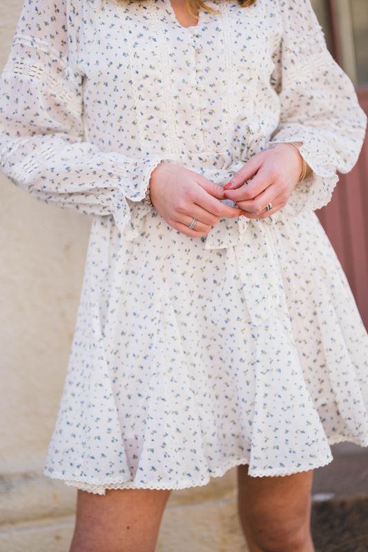Birgitte Print Flower Dress Offwhite 