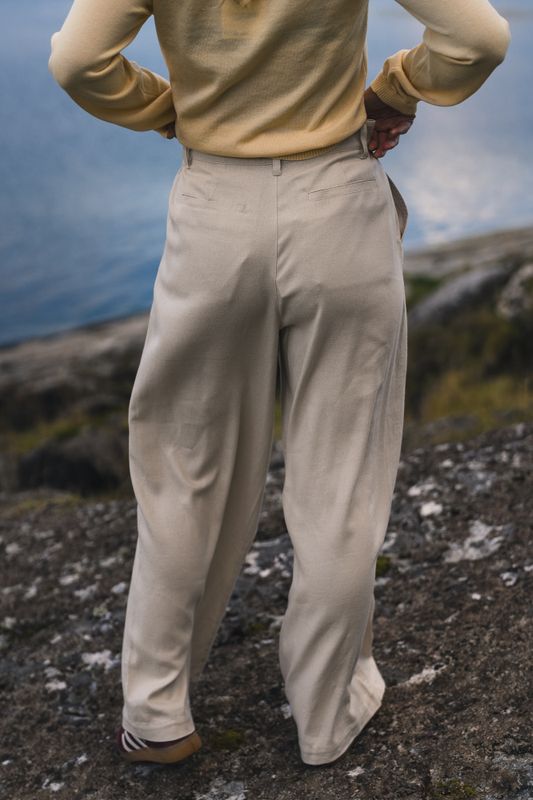 Wide Linen Trousers Ecru 