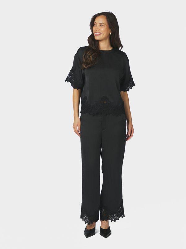 Emery Heavy Sateen Lace Pants Black 