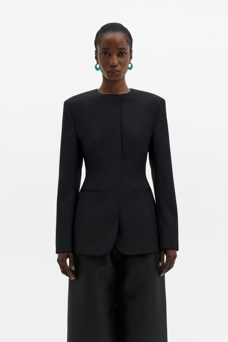 Hovedbilde Carol Collarless Wool-Silk Evening Blazer Black 