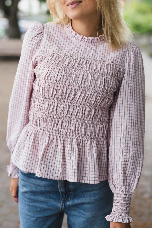 Possa Mini Check Blouse Light Pink 