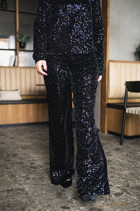 Jagger Sequin Trouser Black 