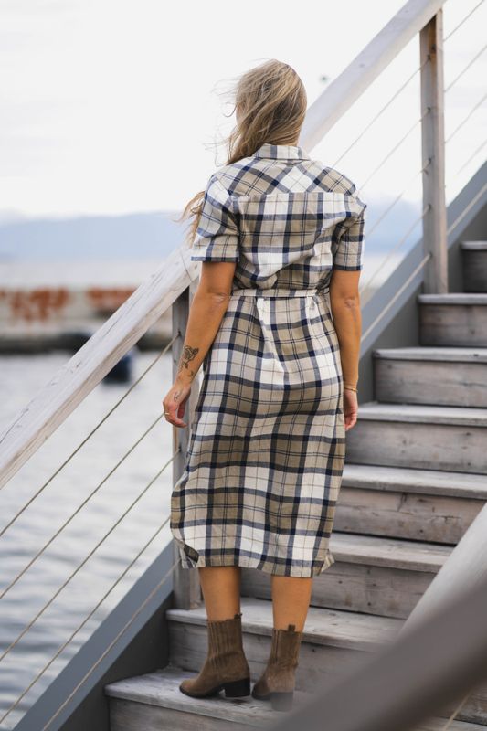 Fern Dress Navy Tartan 