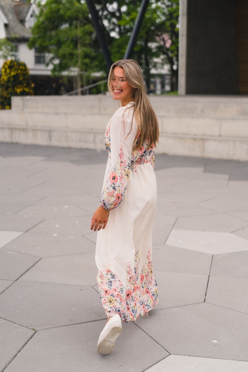 Silfi Flower Print Dress Creme 