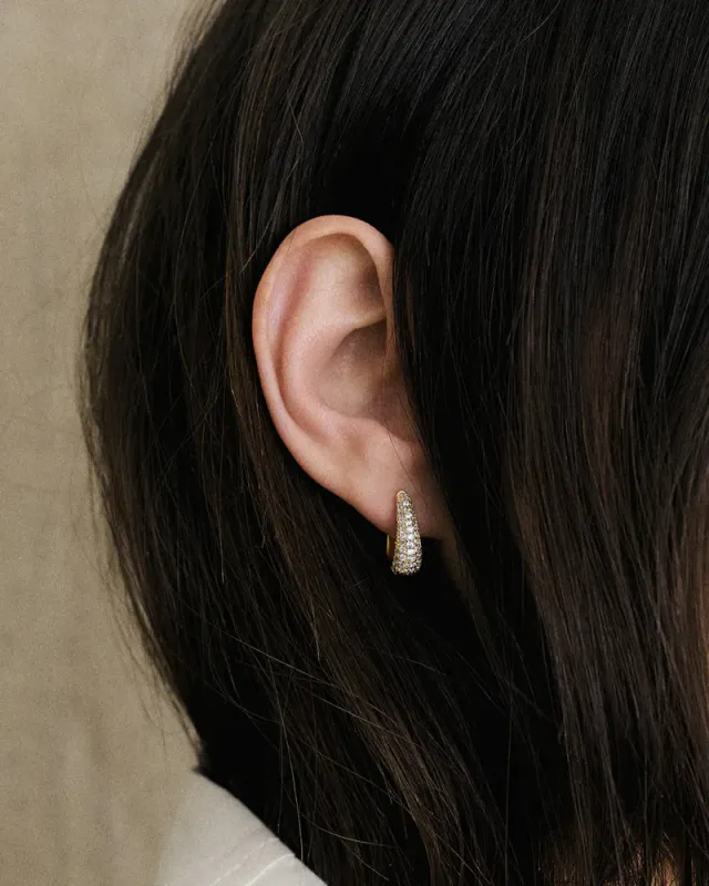 Pavé Ellipse Earrings Gold