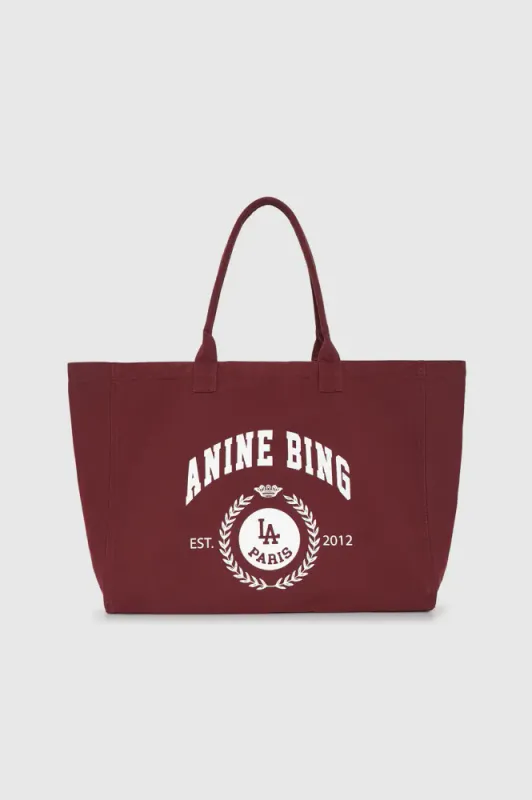 Leo Canvas Tote Collegiate Fig Burgundy 