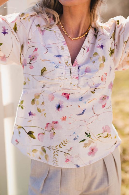 Irina Flower Blouse Offwhite 