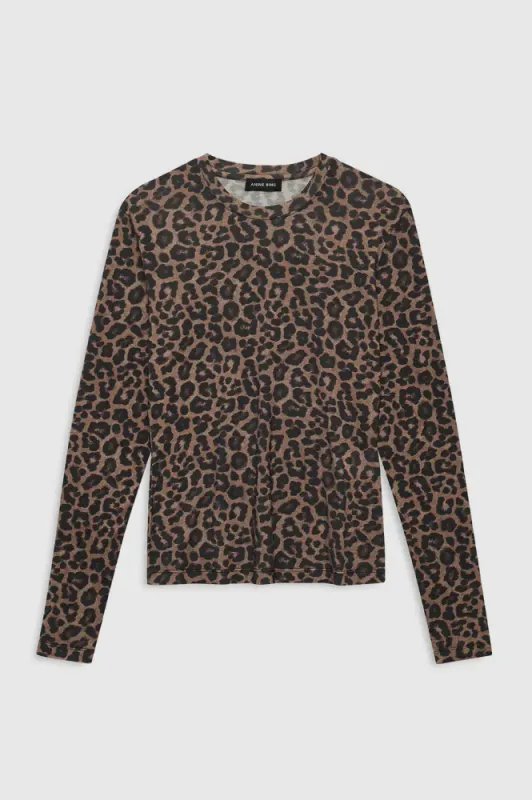 Sylvie Long Sleeve Tee Black And Brown Leopard 