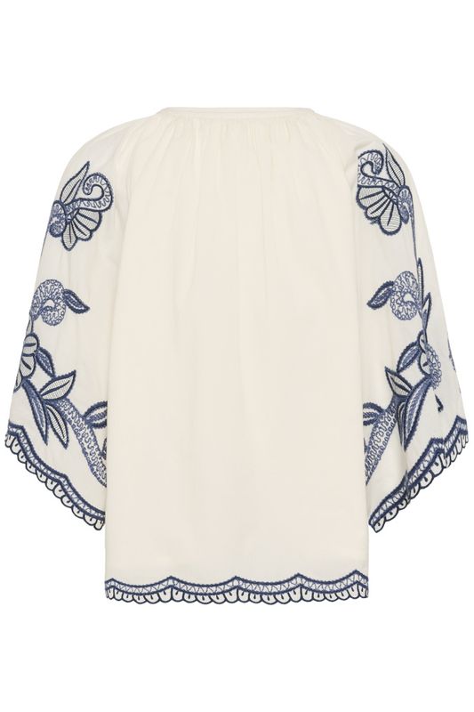 Biancha Blouse Whisper White W Blue Emb