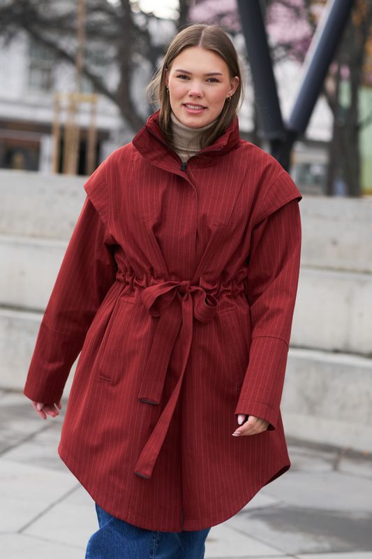 Monsun Coat Russet Pinstripe